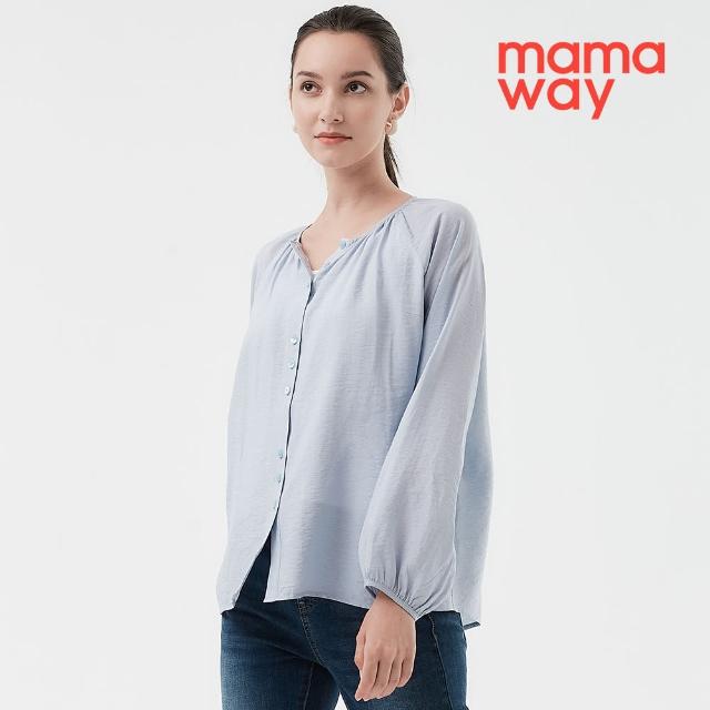 【mamaway 媽媽餵】簡約圓領縮褶廓型孕哺襯衫