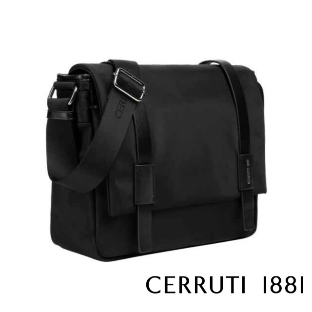 【Cerruti 1881】限量2折 頂級義大利肩背包斜背包 全新專櫃展示品(黑色 CEBO06655N)