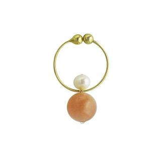 【Olivia Yao Jewellery】搖擺太陽石珍珠耳環/耳夾/夾式耳環/耳窩夾