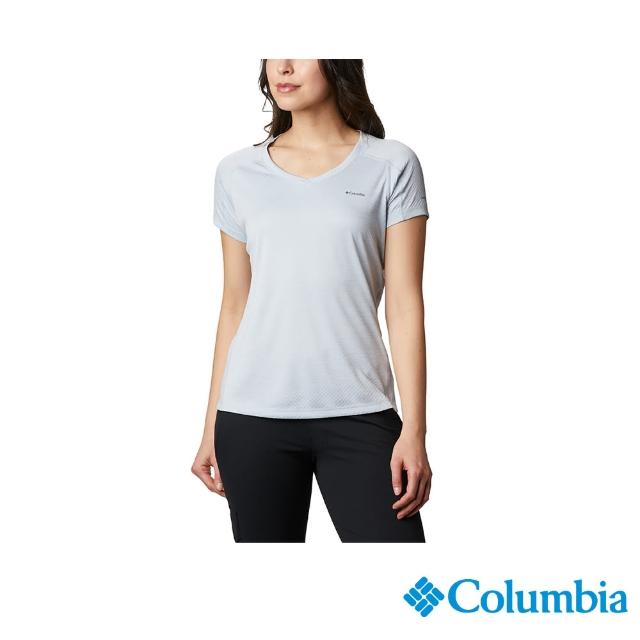 【Columbia 哥倫比亞 官方旗艦】女款-Zero Rules涼感快排短袖上衣-灰藍(UAR69140GL/IS)