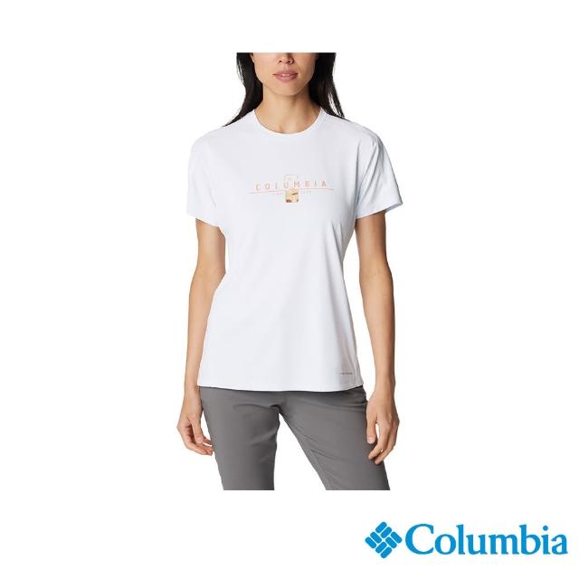 【Columbia 哥倫比亞 官方旗艦】女款-W Zero Rules涼感快排短袖上衣-白色(UAR55460WT/IS)