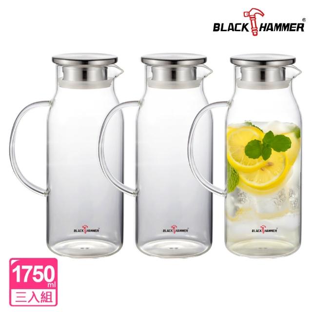 【BLACK HAMMER】耐熱玻璃冷水壺1750ml3入