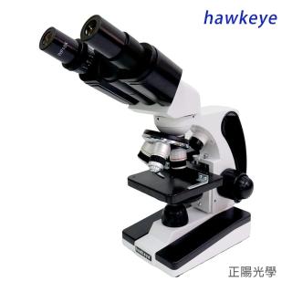 【hawkeye】40-2000倍 雙眼生物顯微鏡 上下LED可調光源 XY軸移動尺式平台 複式顯微鏡 黑色款(學生科展專用)