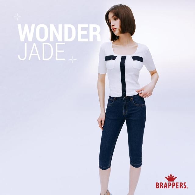 【BRAPPERS】女款 玉石丹寧系列-wonder jade中腰彈性七分褲(深藍)