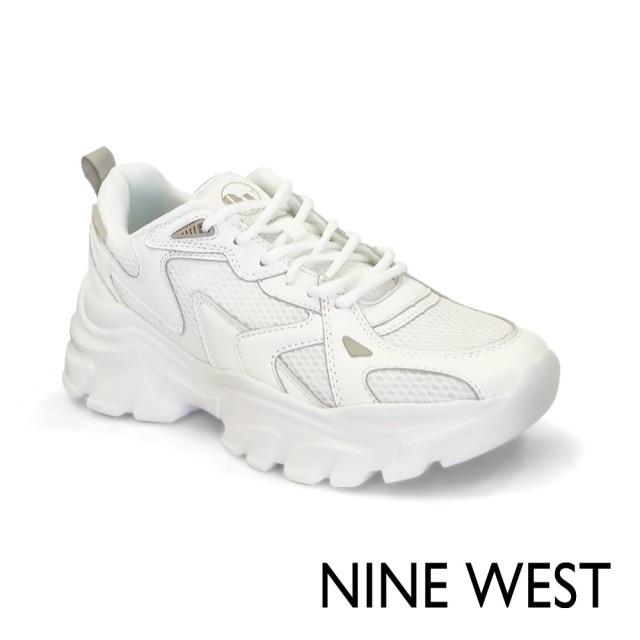 【NINE WEST】超輕量真皮厚底老爹鞋-白色(10226)