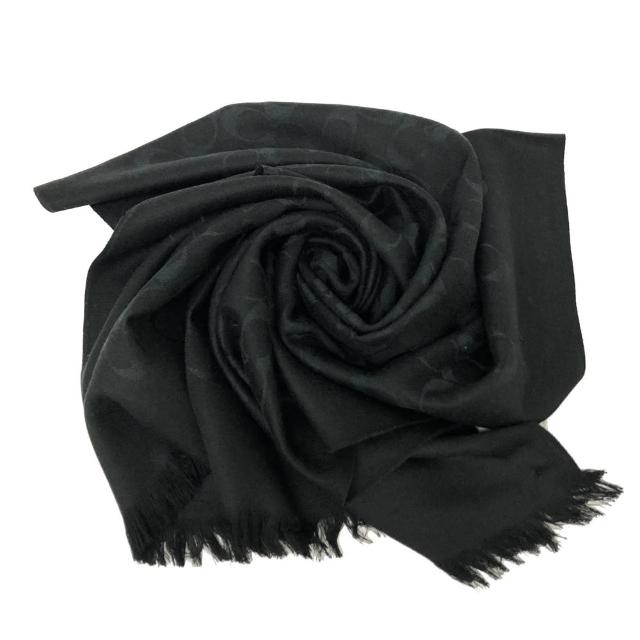 【COACH】C LOGO羊毛混桑蠶絲巾圍巾(黑)