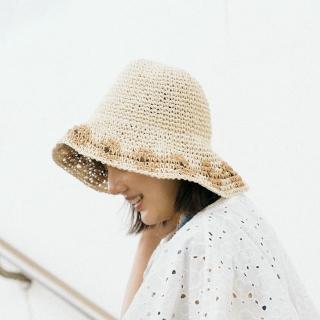 【Queenshop】女裝 復古花朵造型編織草帽 兩色售 現+預 07020905