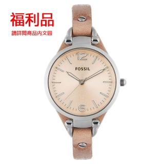 【FOSSIL】纖纖小手簡約輕量皮革腕錶-卡其色/32mm(ES2830)