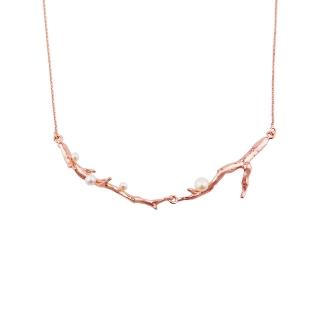 【Olivia Yao Jewellery】18K優雅光澤玫瑰金枝枒珍珠項鍊 純銀項鍊(Provence Collection)