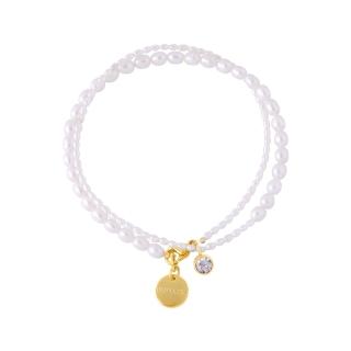 【Olivia Yao Jewellery】18K和弦珍珠鋯鑽項鍊(Neutral Y Collection/聖誕/送禮)