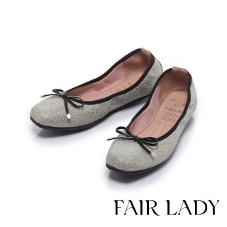 【FAIR LADY】我的旅行日記 雅緻蝴蝶結芭蕾平底鞋(閃耀金、502856)