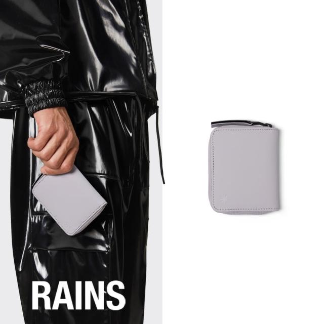 【RAINS官方直營】Wallet Mini 防水小型拉鍊短夾(Flint 灰藕紫)