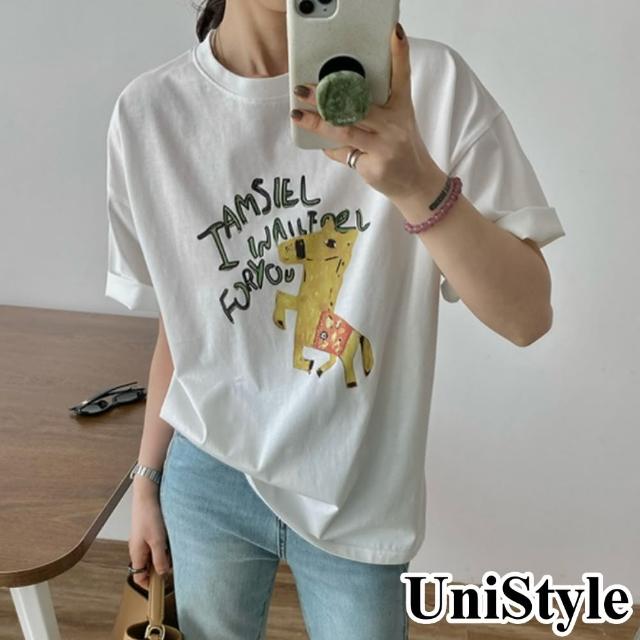 【UniStyle】短袖圓領T恤 韓版萌趣小動物印花上衣 女 UP1687(白)