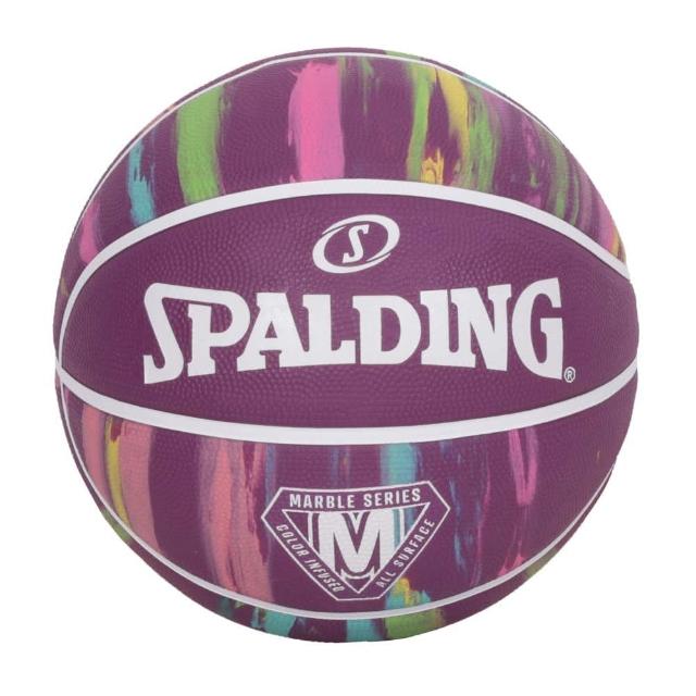 【SPALDING】大理石系列紫彩#7橡膠籃球#40654-室內外 7號球 斯伯丁(SPA84403)