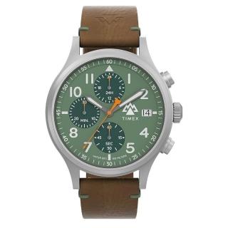 【TIMEX】天美時 遠征系列 42毫米三眼計時戶外手錶 草綠x棕 TXTW2W16400