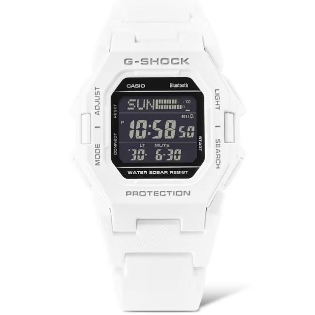 【CASIO 卡西歐】G-SHOCK 藍牙 計步 大膽輕巧 未來時尚 運動手錶 白 _41.5mm(GD-B500-7)