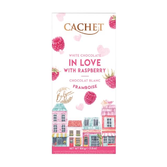【Cachet】凱薩覆盆莓夾心白巧克力(100g 效期2024/10/30)
