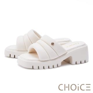 【CHOiCE】羊皮澎澎鬆糕厚底拖鞋(白色)