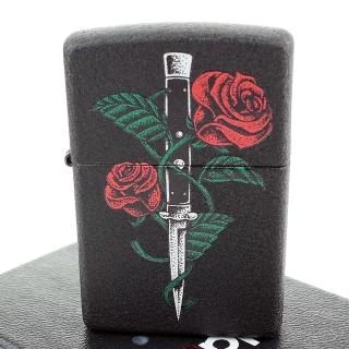 【Zippo】美系~Rose Dagger Tattoo-玫瑰匕首圖案設計打火機