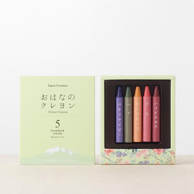 【Mizuiro】花草製無毒環保蠟筆5色(無毒蠟筆 兒童蠟筆 日本製)