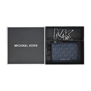 【Michael Kors】PVC 滿版卡片/零錢包LOGO鑰匙圈禮盒(藍)