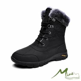 【MINE】保暖雪靴/保暖機能防潑水時尚拼接休閒雪靴-男鞋(黑)