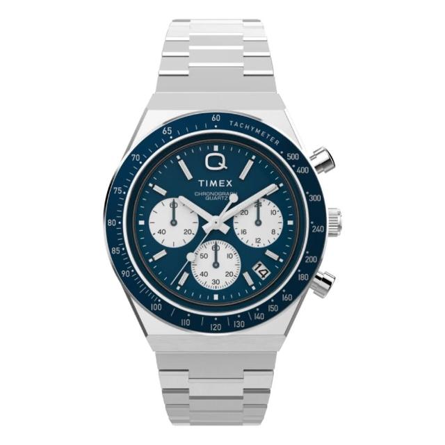 【TIMEX】QTimex  40毫米 不鏽鋼三眼計時腕錶 藍x銀 TXTW2W51600