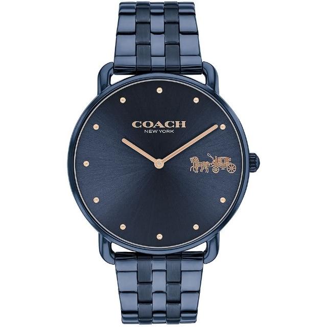 【COACH】官方授權C2 Elliot 時尚馬車鋼帶女錶-藍色-41mm-贈高級9入首飾盒(CO14504297)