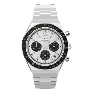 【TIMEX】QTimex 40毫米 不鏽鋼三眼計時腕錶 白x銀 TXTW2W53300