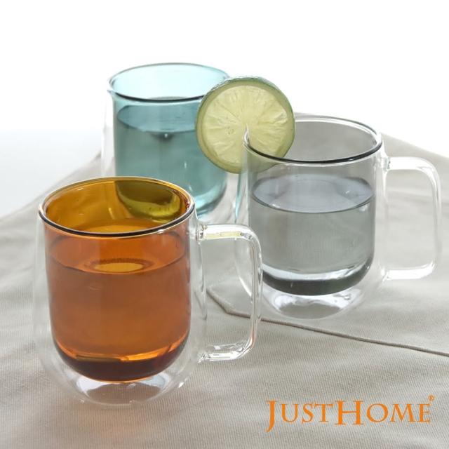 【Just Home】清透雙層耐熱玻璃杯250ml/2入組-有把手(玻璃杯、耐熱玻璃)