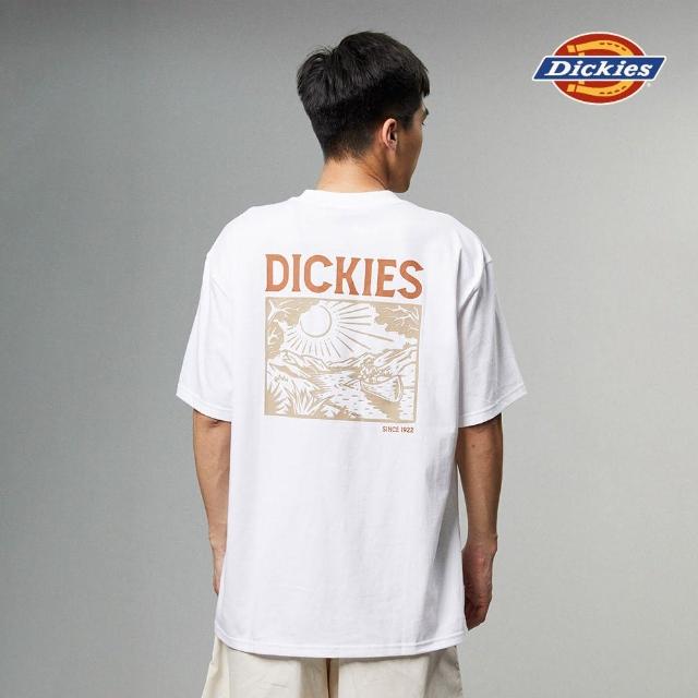 【Dickies】男女款白色純棉背面大圖案印花休閒短袖T恤｜DK012928WHX