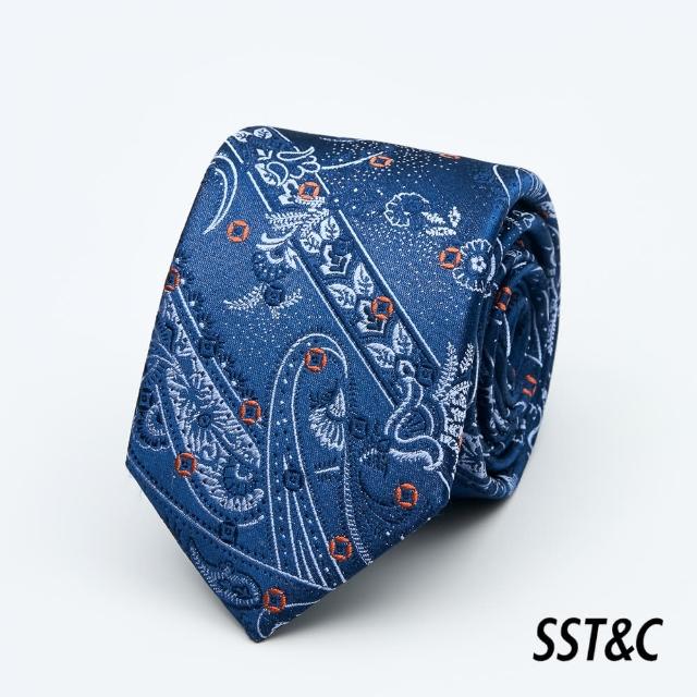 【SST&C 新品９折】藏青幾何窄版領帶1912403006