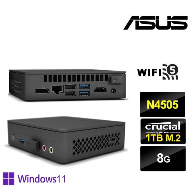 【ASUS 華碩】NUC平台雙核{戰鬥先鋒P} Win11Pro迷你電腦(N4505/8G/1TB M.2)