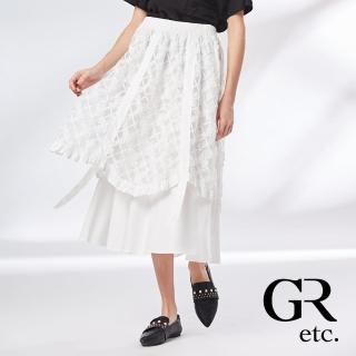 【GLORY21】網路獨賣款-etc.甜美鏤空蕾絲緹花雙層長裙(白色)
