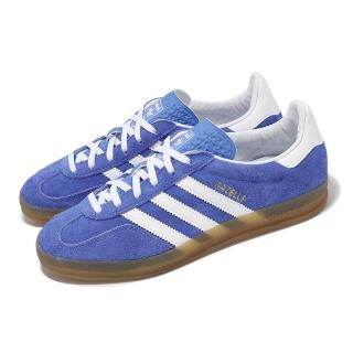 【adidas 愛迪達】休閒鞋 Gazelle Indoor W 女鞋 藍 白 麂皮 三條紋 低筒 愛迪達(HQ8717)