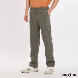 【Hang Ten】男裝-STRAIGHT FIT棉麻透氣直筒九分休閑長褲(橄欖綠)
