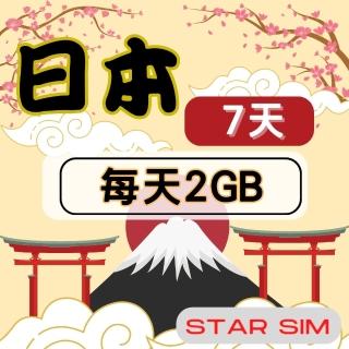 【星光卡 STAR SIM】日本上網卡7天 每天2GB 高速流量吃到飽(旅遊上網卡 日本 網卡 日本網路)