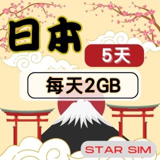 【星光卡 STAR SIM】日本上網卡5天每天2GB 高速流量吃到飽(旅遊上網卡 日本網卡 日本網路)