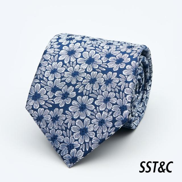 【SST&C 新品９折】藍色花卉經典領帶2012403006