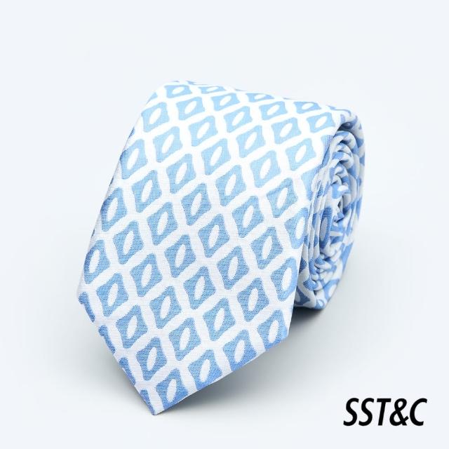 【SST&C 新品９折】藍色幾何窄版領帶1912403013