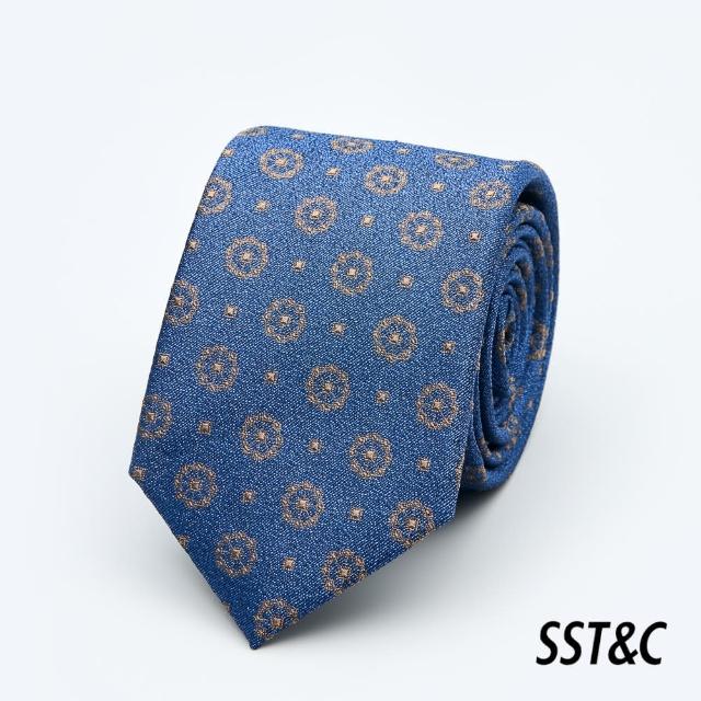【SST&C 新品９折】藍色幾何窄版領帶1912403009