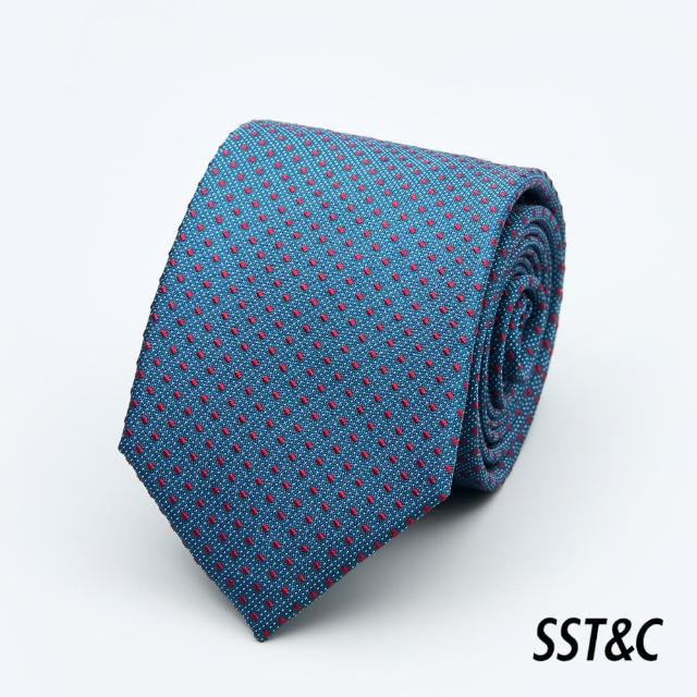 【SST&C 新品９折】藍色幾何窄版領帶1912403022