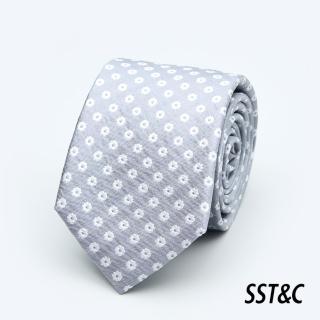 【SST&C 新品９折】灰色小花窄版領帶1912403003