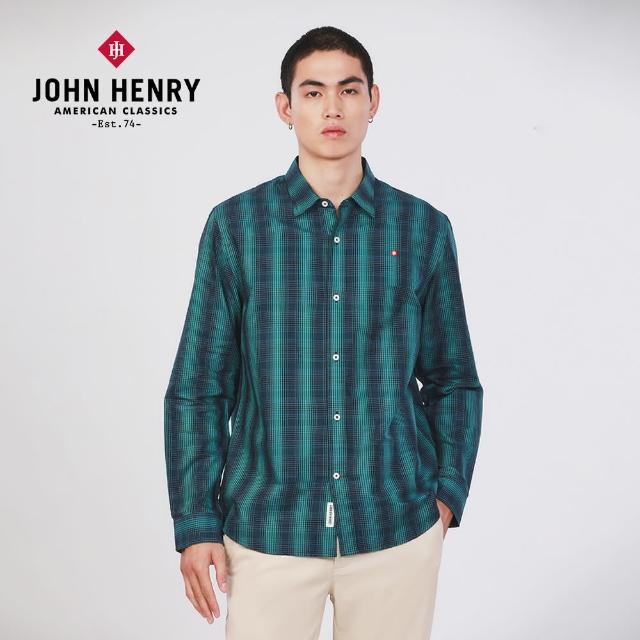 【JOHN HENRY】純棉休閒格紋襯衫-綠色