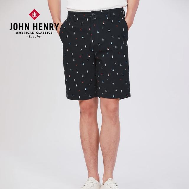 【JOHN HENRY】純棉海洋印花短褲-深藍