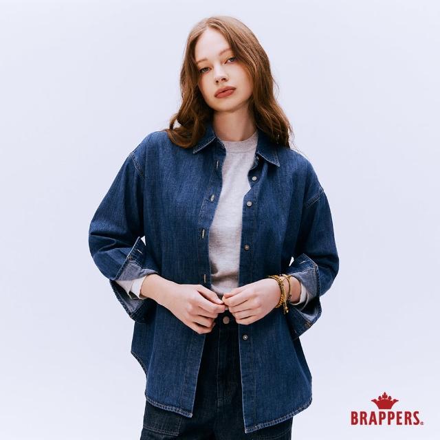 【BRAPPERS】女款 Boy friend系列-牛仔寬版長袖襯衫(深藍)