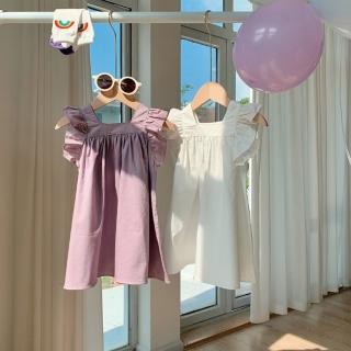 【MANI 瑪尼】女童夏季小飛袖純棉洋裝背心式洋裝(女童夏季連衣裙洋裝)