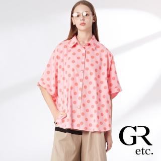 【GLORY21】品牌魅力款-etc.圓點印染連袖造型襯衫(粉紅)