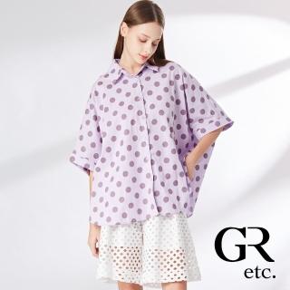 【GLORY21】品牌魅力款-etc.圓點印染連袖造型襯衫(淺紫)