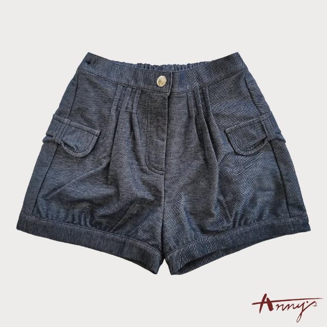【ANNY’S 安妮公主】蝴蝶結壓褶造型春夏款拉鍊短褲(2358藍色)